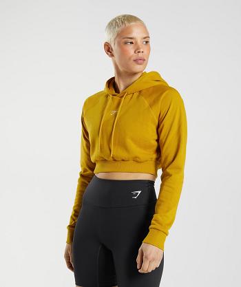 Dámské Mikiny S Kapucí Gymshark Tréninková Cropped Žluté | CZ 3567KOR